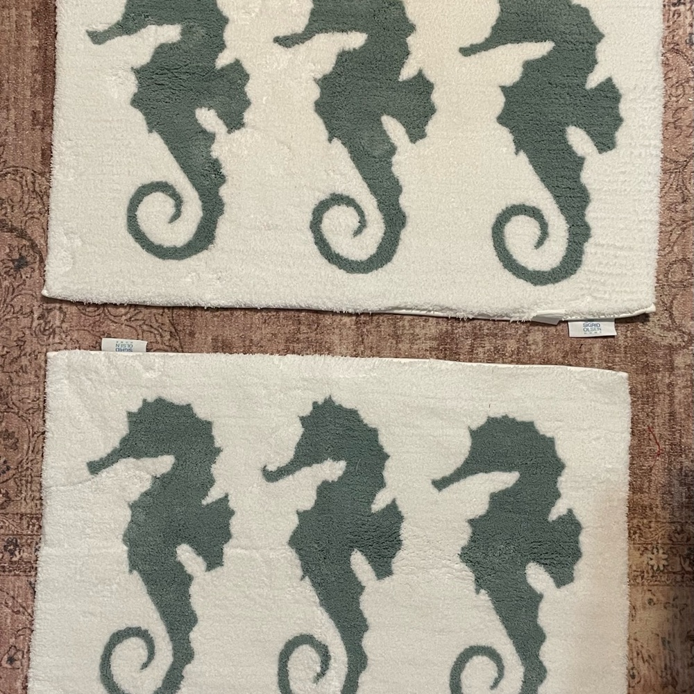 Seafoam Green Seahorse Bath Mats